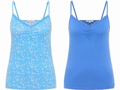 tranquillo tranquillo 2er-Set Bio-Damen-Top Minaa mit dezenter Spitze, various,