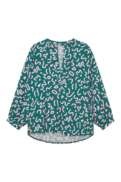 Widda Widda Damen vegan Bluse Monya Forms Petrolgrün &