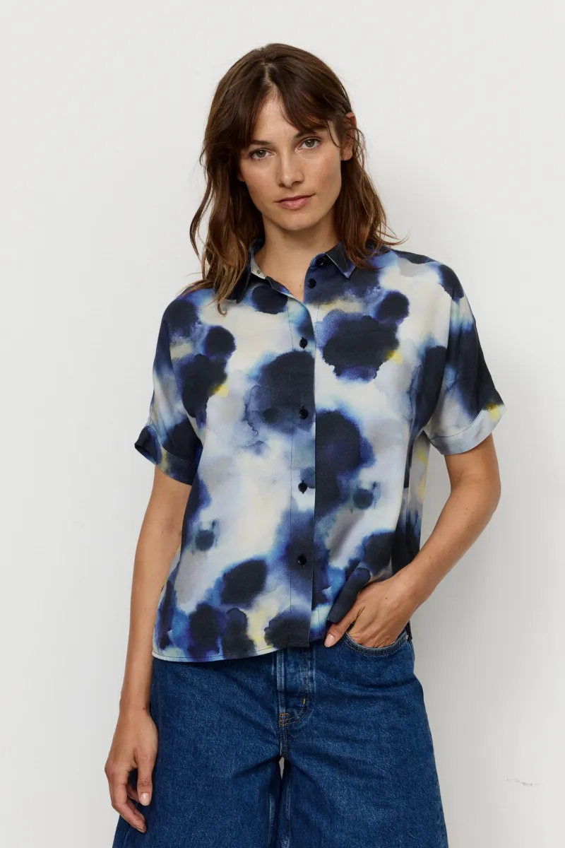recolution Recolution Damen vegan Bluse Lotus Wassertropfen Blau