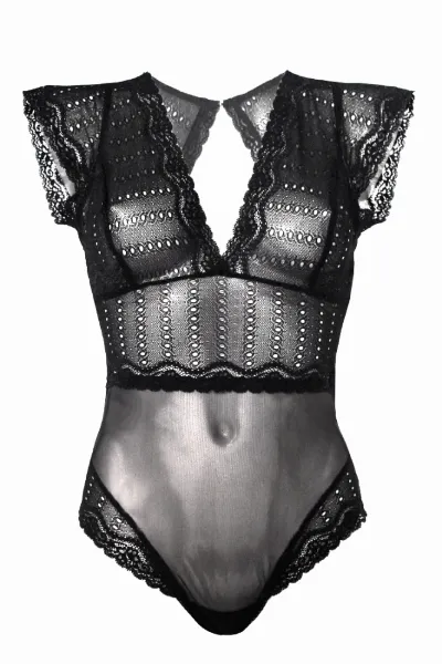 Anekdot Anekdot Damen vegan Bodysuit Amara Black Eyelet