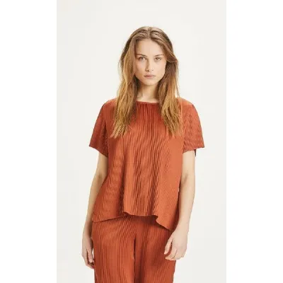 KnowledgeCotton Apparel KnowledgeCotton Apparel Plisseeshirt ROSA aus recyceltem Material