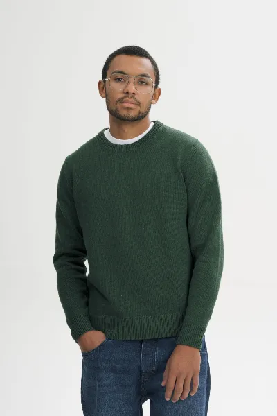 MELA MELA Herren vegan Strickpullover Charun In Deep Forest Melange