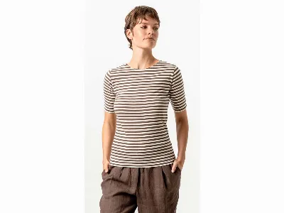 Living Crafts Living Crafts Bio-Damen-T-Shirt ANNINA mit Halbarm, earth/chalk,