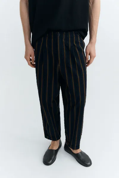 thinking mu Thinking MU Herren vegan Hose Loose Striped Seersucker Luc Navy