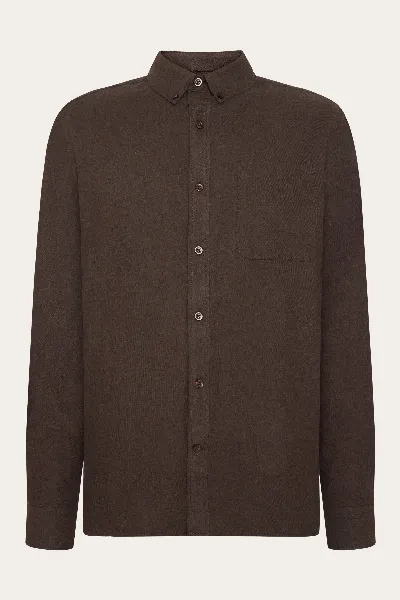 KnowledgeCotton Apparel KnowledgeCotton Apparel Herren vegan Hemd Flanell Regular Melange Chocolate Torte