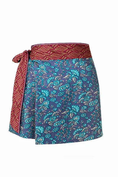 el.résidu el.résidu Damen vegan Rock Amira Blau/Braun/Dunkelrot