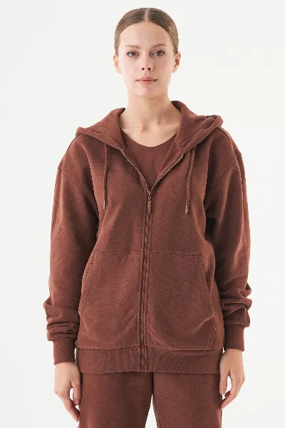 ORGANICATION ORGANICATION Herren vegan Unisex Zip Up Hoodie Junda Kaffee