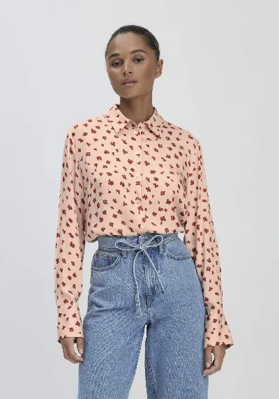 hessnatur hessnatur Damen Print Bluse Relaxed aus LENZING™ ECOVERO™ Viskose - orange