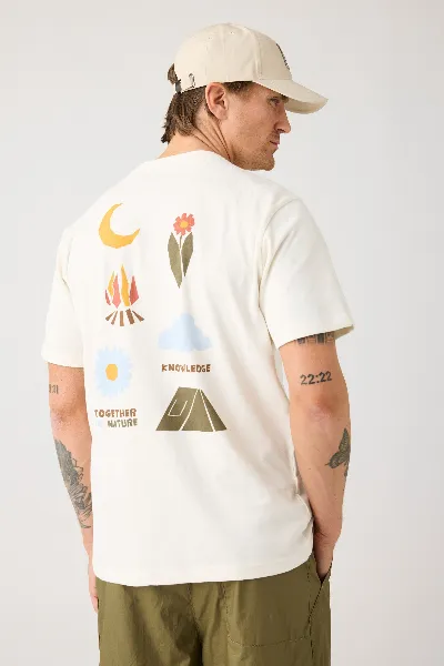 KnowledgeCotton Apparel KnowledgeCotton Apparel Herren vegan T-Shirt RÃ¼ckenaufdruck Reiher