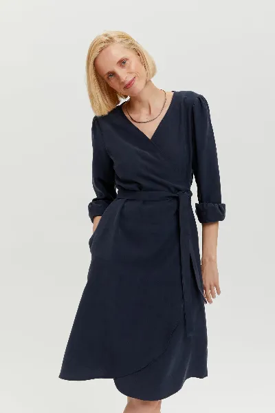 AYANI AYANI Damen vegan Wickelkleid Sophie Dunkelblau