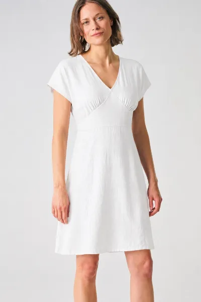 HempAge Hempage Damen vegan Elegantes WeiÃŸes Sommerkleid