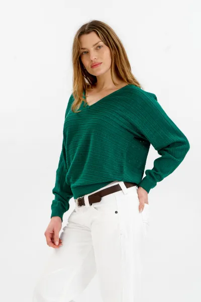 KOMODO KOMODO Damen vegan Pullover Pia Pointelle Grün