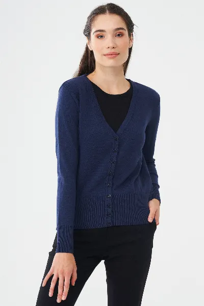 ORGANICATION ORGANICATION Damen vegan Strickjacke Marineblau