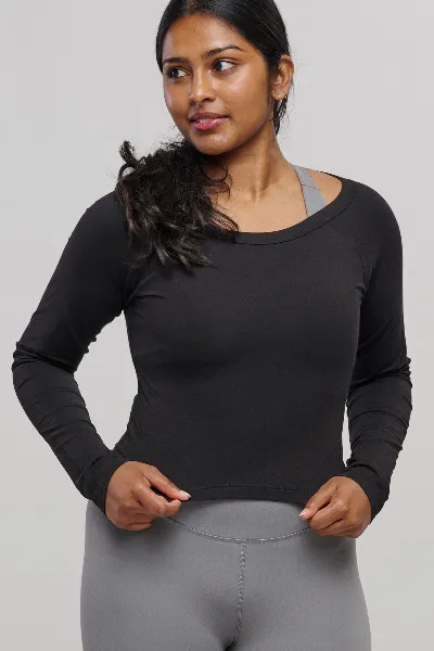 SEAAV SEAAV Damen vegan Top Boatneck Onyx