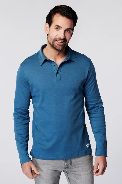 SKOT SKOT Herren vegan Langarm-Polo Himmel