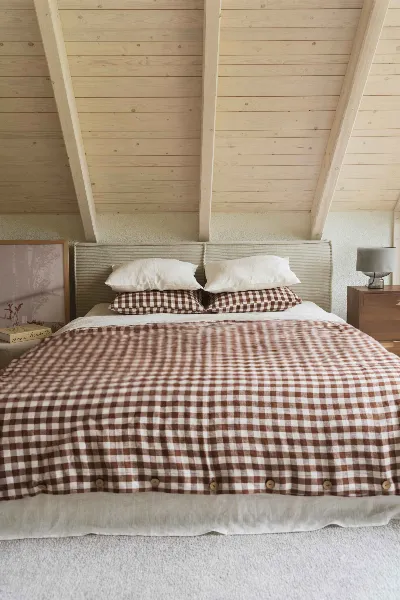 AmourLinen AmourLinen unisex vegan Bettbezug Mocha Gingham