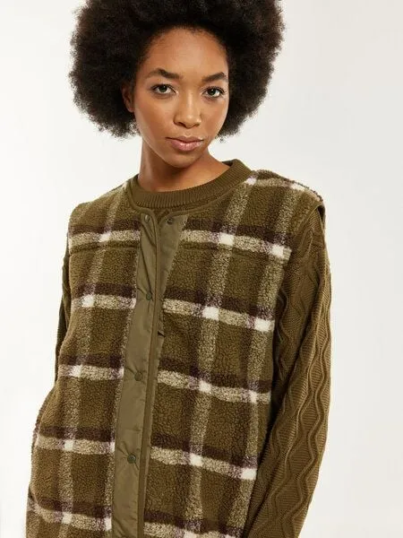 KnowledgeCotton Apparel KnowledgeCotton Apparel Teddy Check Crew Neck Vest