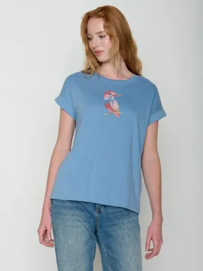 GreenBomb GREENBOMB Bird Look Loony - Sportliches T-Shirt aus Bio-Baumwolle mit Rollup Sleeve / hochwertiger Print / GOTS / Fair & Vegan