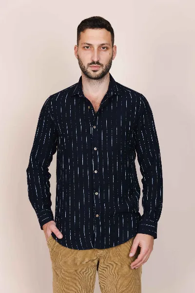 De IONESCU De IONESCU Herren vegan Hemd Calimani Marineblau
