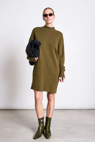 JAN N JUNE JAN 'N JUNE Damen vegan Strickkleid Nuna Woody Olive