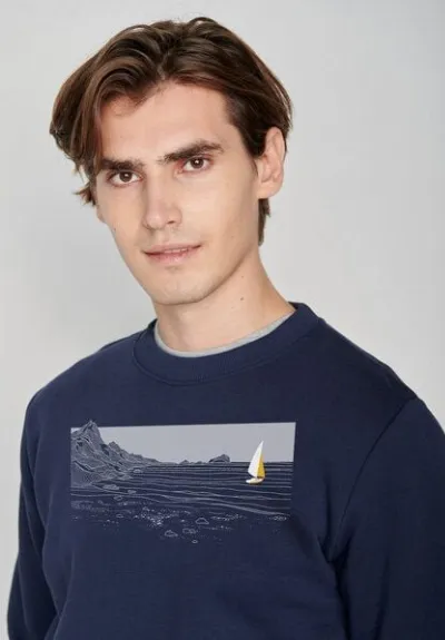 GreenBomb GREENBOMB Nature Cliffsail Wild - Gemütliches Sweatshirt aus Bio-Baumwolle / hochwertiger Print / GOTS / Fair & Vegan
