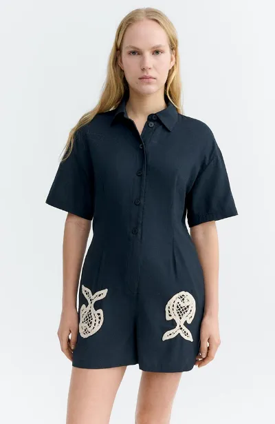 thinking mu Thinking MU Damen vegan Jumpsuit Roberta Fish Navy