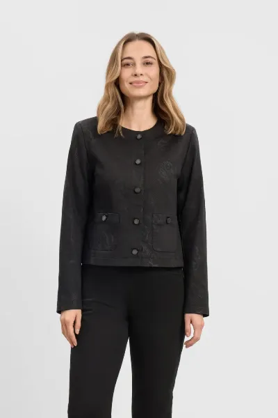 LAURIE LAURIE Damen vegan Jacke Melody Classic Black Bloom Print