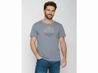 GreenBomb GREENBOMB Bio-Herren-T-Shirt 'Sail Circle' mit Rundhalsausschnitt, sea smoke,