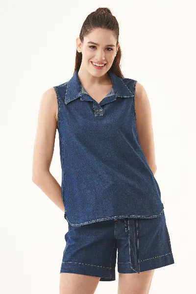 ORGANICATION ORGANICATION Damen vegan Jeansblusentop Aus Bio-Baumwolle