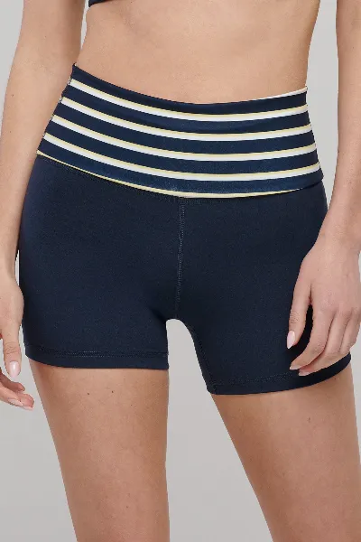 SEAAV SEAAV Damen vegan Shorts Flow Fold Mitternachtsblau Mit Matrosenstreifen