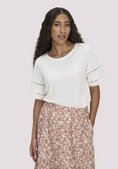 hessnatur hessnatur Damen Bohemian Lace-T-Shirt Oversize aus Bio-Baumwolle - weiß