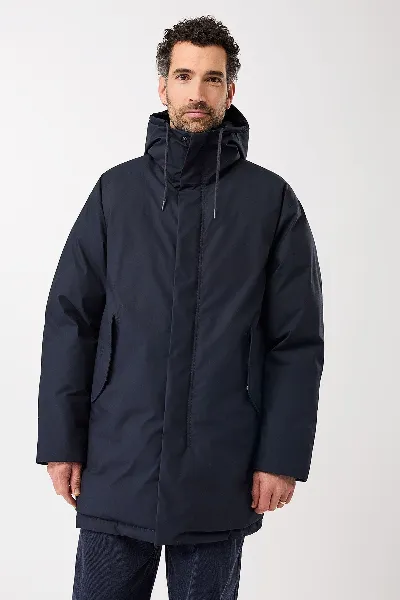 LangerChen Parka Mit Kapuze Dunkelblau
