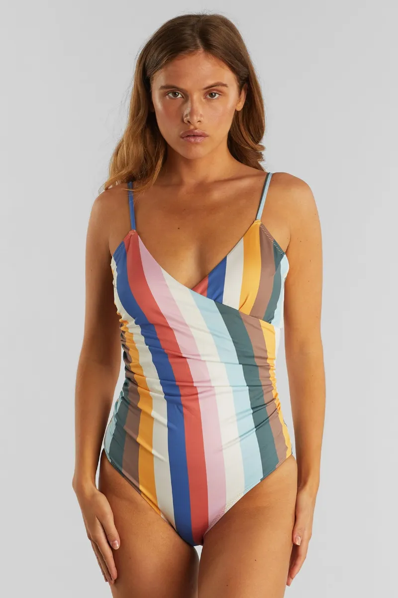 dedicated Badeanzug Klinte Stripes Multi Color Rosa