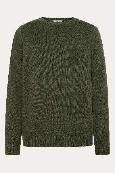KnowledgeCotton Apparel KnowledgeCotton Apparel Herren vegan Strickpullover Einfarbig Rundhalsausschnitt Forrest Night Grün