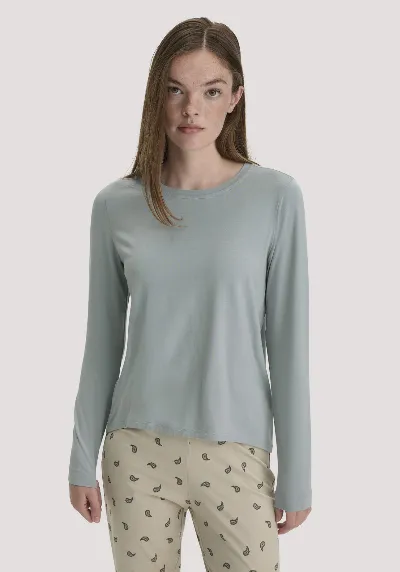hessnatur hessnatur Damen Schlaf Longsleeve PURE FLOW aus TENCEL™ Modal - blau