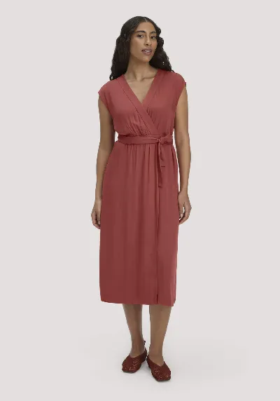 hessnatur hessnatur Damen Kleid mit Wickeloptik Midi aus LENZING™ ECOVERO™ - braun