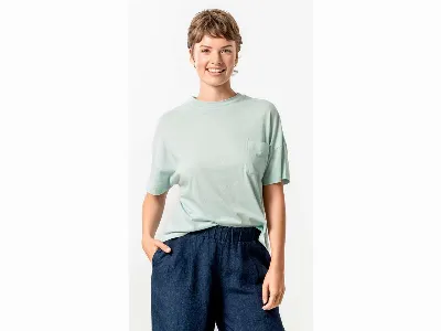 Living Crafts Living Crafts Bio-Damen-T-Shirt ANSIMA mit Brusttasche, light aqua,