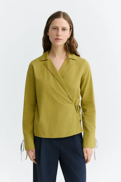 thinking mu Thinking MU Damen vegan Wickelbluse Lenie Aus Seersucker
