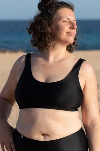 Inaska Inaska Damen vegan Bikinioberteil Reversible Pure Black Khaki