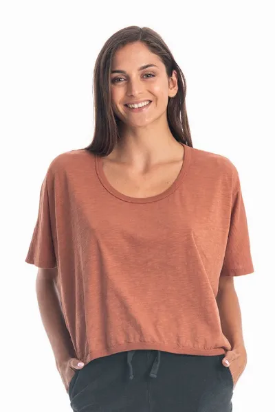 RAVENS VIEW IBIZA RAVENS VIEW IBIZA Damen vegan Top Square Bronze Orange