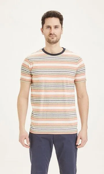 KnowledgeCotton Apparel KnowledgeCotton Apparel Herren T-Shirt ALDER striped tee - GOTS/Vegan, Abricut Buff