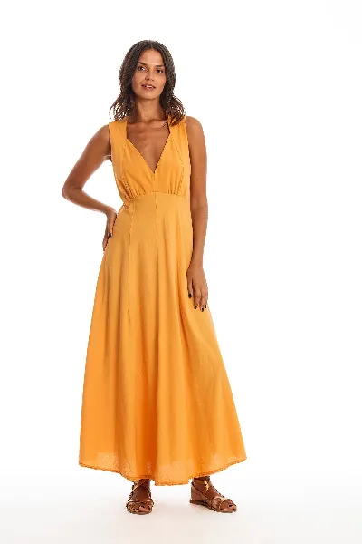 RAVENS VIEW IBIZA RAVENS VIEW IBIZA Damen vegan Kleid Wien Gold Sand Gelb