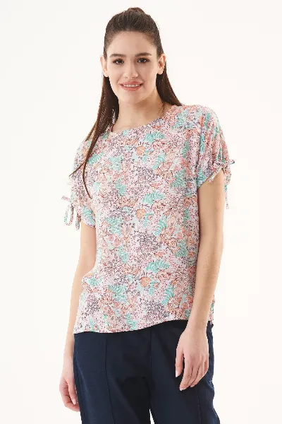 ORGANICATION ORGANICATION Damen vegan Bluse Blume Multicolor