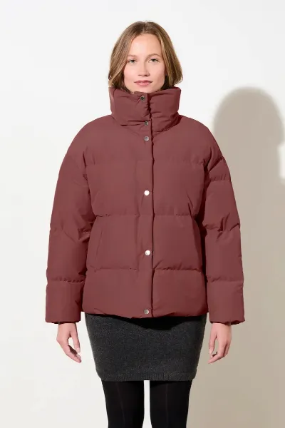 LangerChen LangerChen Damen vegan Steppjacke Mit Stehkragen Burgunder