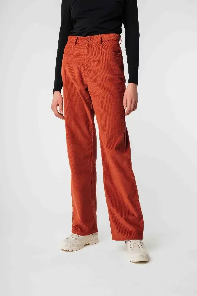 MELA MELA Damen vegan Hose Weites Bein Kord Oorja Ziegelrot