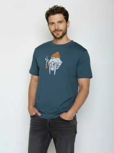 GreenBomb GREENBOMB Smokey Walrus Fusion - Lässiges Oversize-T-Shirt aus Bio-Baumwolle / hochwertiger Print / GOTS / Fair & Vegan