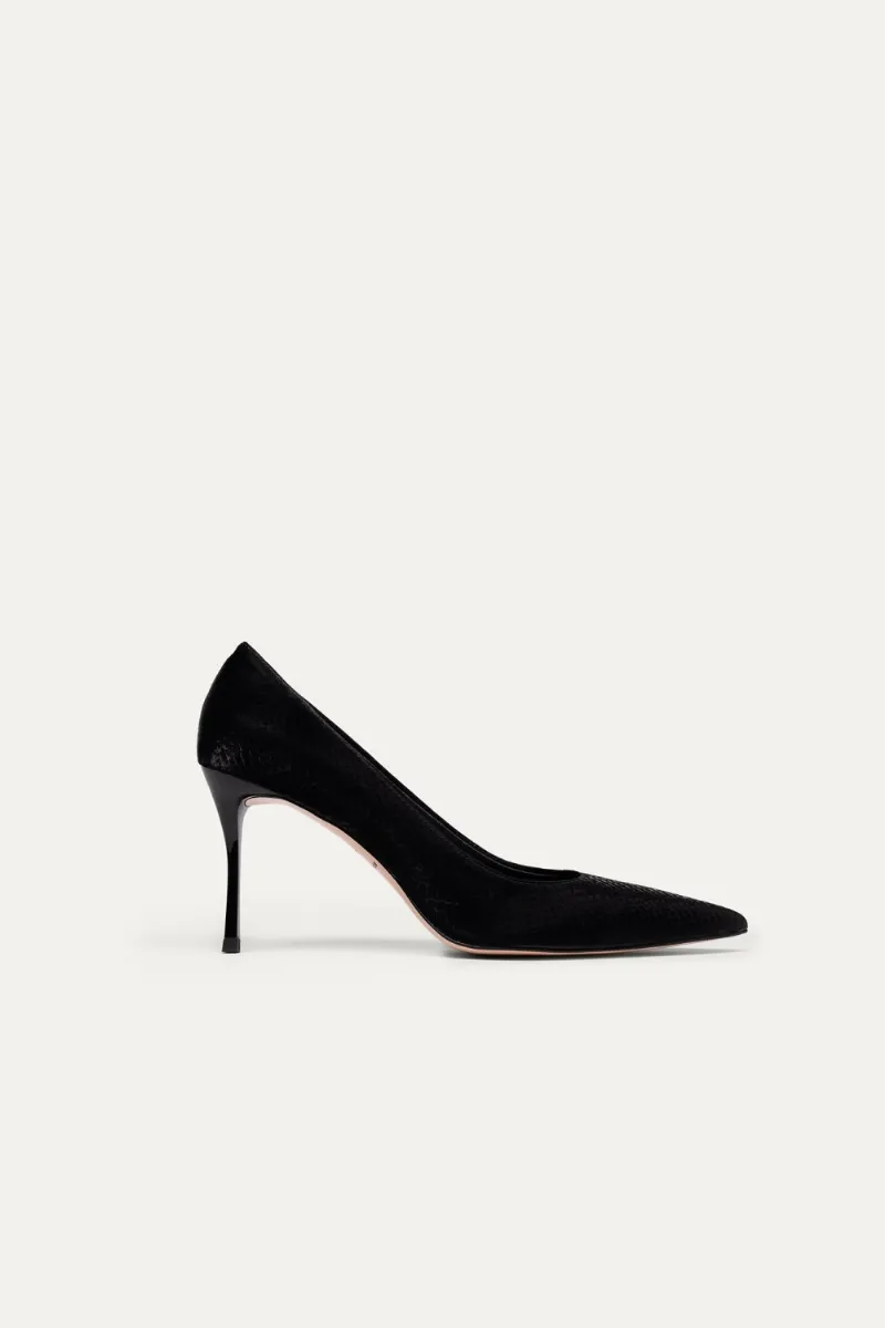 BIKKOU BIKKOU Damen vegan Pumps Romantic Dinner Schwarz Python