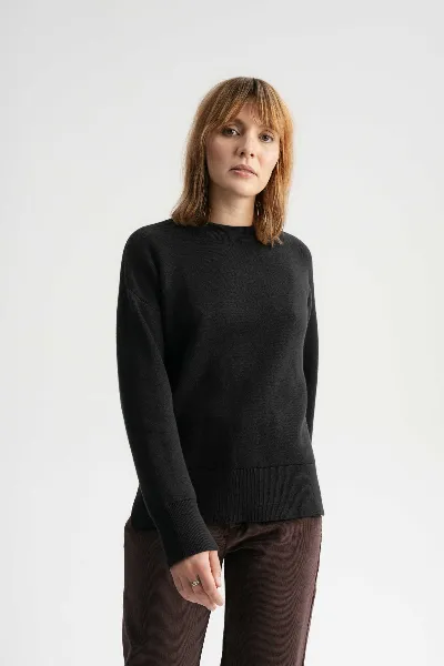 MELA MELA Damen vegan Strickpullover Boxy Jacquard Faiza