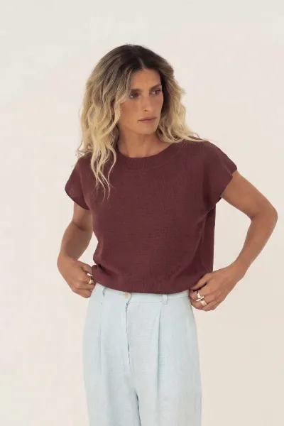 Näz Näz Damen vegan T-Shirt Lucia Knit Braun