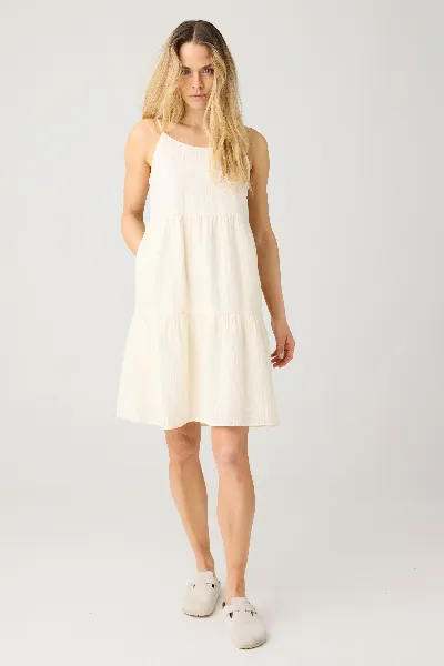 KnowledgeCotton Apparel KnowledgeCotton Apparel Damen vegan Kleid Slub Strap Egret